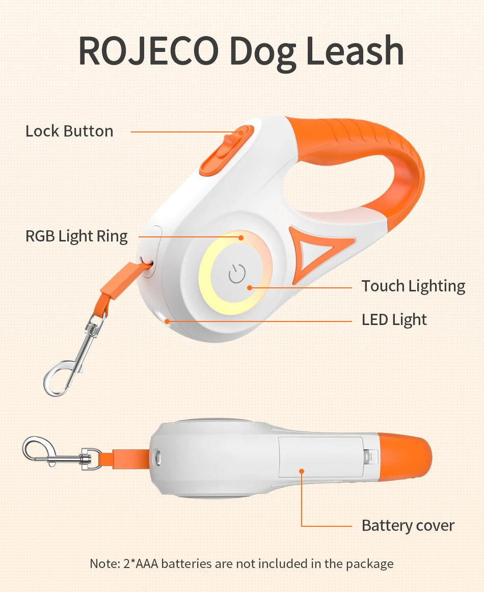 MyHouseWiz™️ROJECO 5M Automatic Dog/Cat Leash Retractable LED Luminous Leading