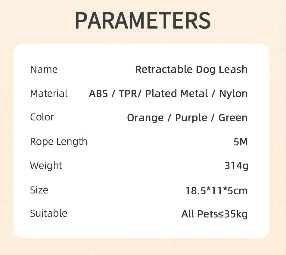 MyHouseWiz™️ROJECO 5M Automatic Dog/Cat Leash Retractable LED Luminous Leading