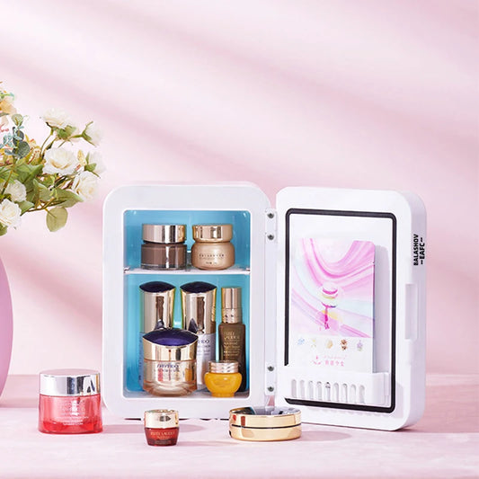 MyHouseWiz™️ Mini Makeup Fridge WIth LED Light Mirror