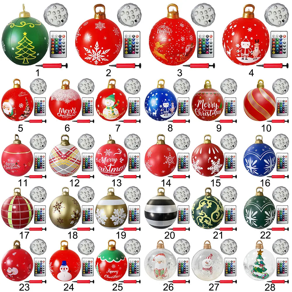 MyHouseWiz™️24 Inch Inflatable Christmas Balls with Lights Outdoor