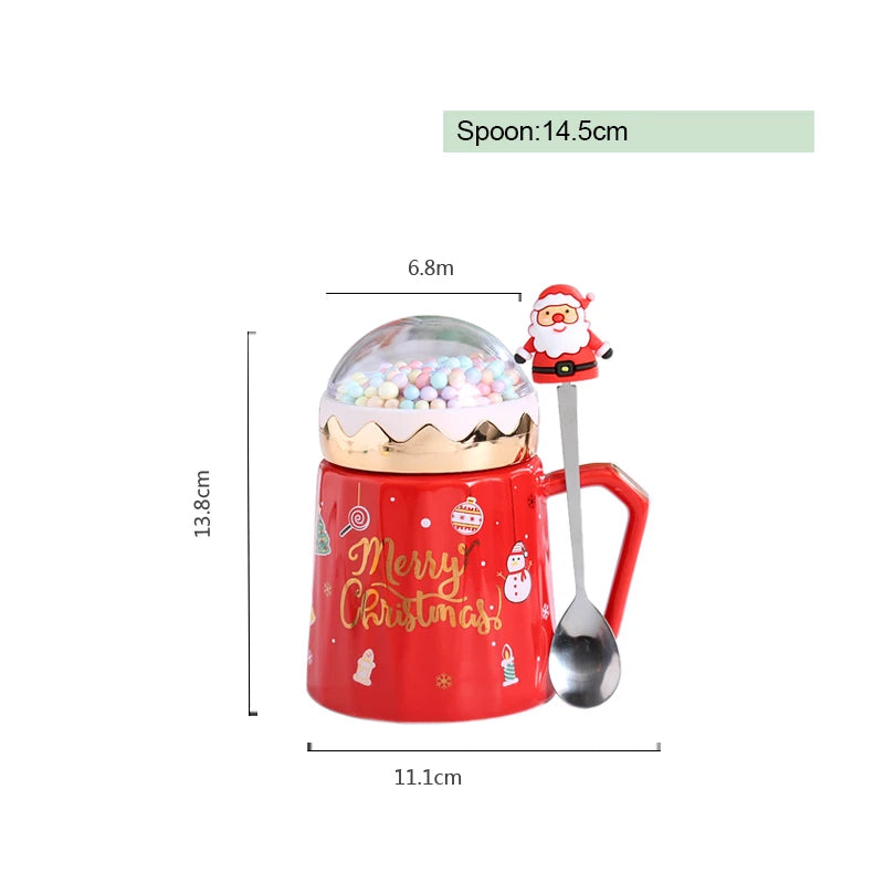 MyHouseWiz™️Christmas Mugs with lid and Santa Claus spoon Creative Planet Ceramic