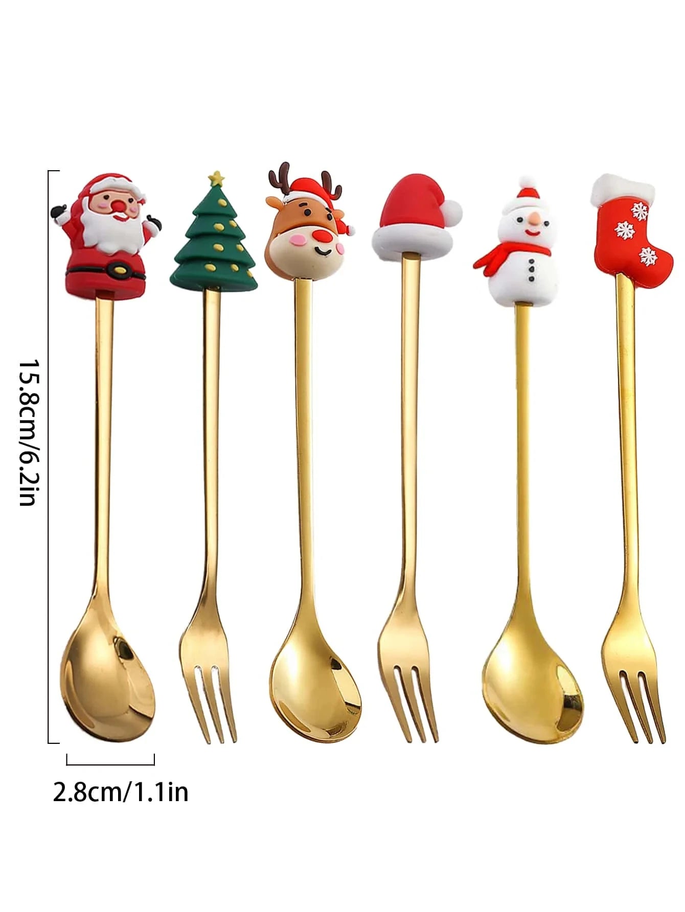 MyHouseWiz™️ Leeseph Christmas Coffee Spoons Forks Set (4/6Pcs)