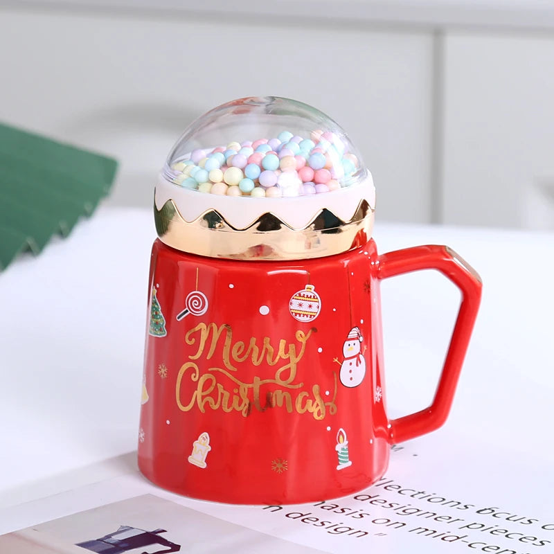 MyHouseWiz™️Christmas Mugs with lid and Santa Claus spoon Creative Planet Ceramic