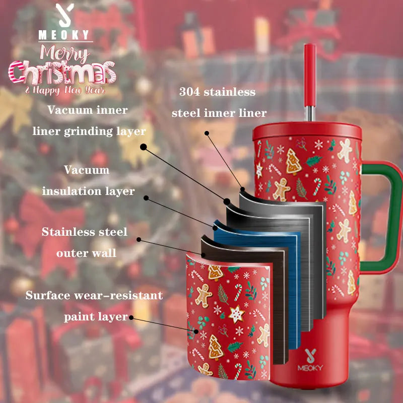 MyHouseWiz™️Meoky 40oz Christmas Vacuum Cup