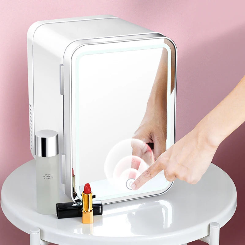 MyHouseWiz™️ Mini Makeup Fridge WIth LED Light Mirror